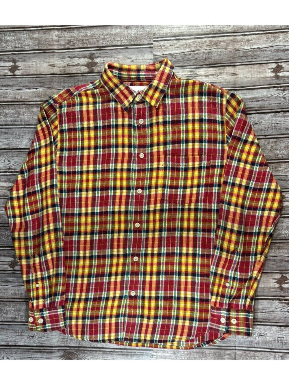 Corridor New york Plaid knit shirt size Large M Multicolor